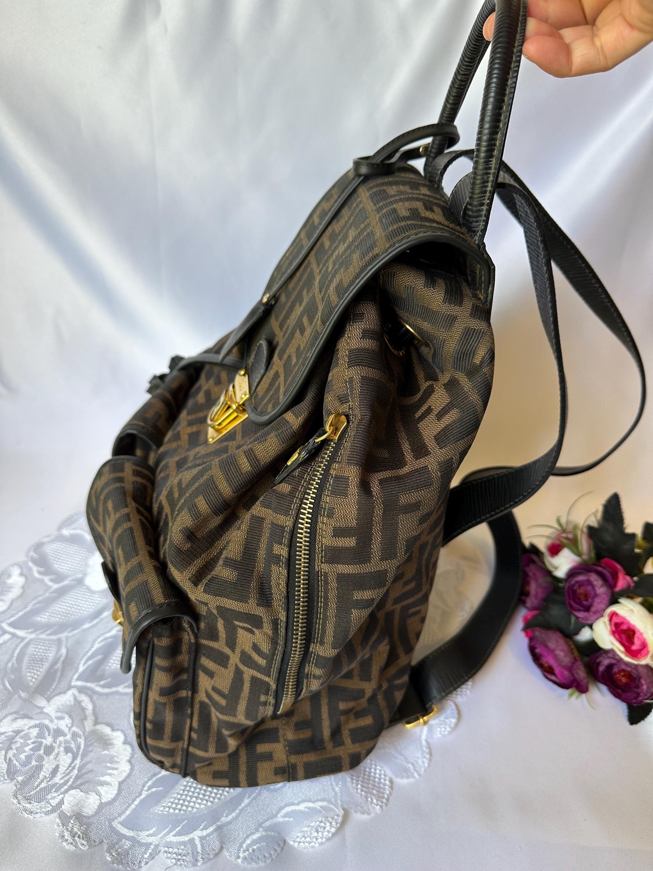 Vintage Fendi Zucca Backpacks With Hardware in Gold Tone - Etsy display picture 3