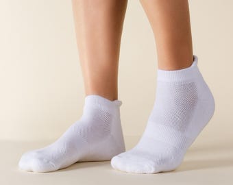 Calcetines tobilleros de bambú: calcetines negros para hombre y mujer, resistentes al olor, paquete de 5 (blancos)