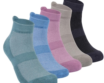 Bamboo Ankle Socks 5-Pack: Unisex Soft Terry Cushion Socks