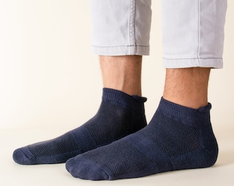 Paquete de 6 pares de calcetines tobilleros de bambú: transpirables, de felpa acolchada, unisex, color gris.