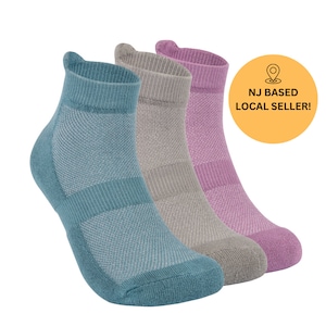 3 Pack Unisex Bamboo Socks Womens Socks Mens Socks  Ankle Socks Gift for Her Sustainable Gift Eco Friendly  - Sky Blue, Purple, Sea Green