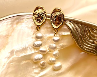 Natural Baroque Pearl Drop Earrings•Natural Pearl•Handmade•Bridesmaid•Wedding•Birthday Gift•