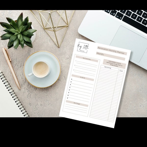 Printable: Renovation Monthly Planner
