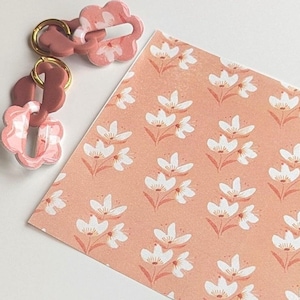 Pretty Floral Transfer Paper • Water-Soluble Sheet for Polymer Clay • Watercolour Neutral Boho Flowers • Dissolvable Clay Decal - Peach