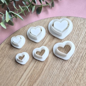 Love Heart Bezel Clay Cutter Set • 2pc 3D Printed Polymer Clay Cutters for Studs & Dangles • Jewellery Making Tools