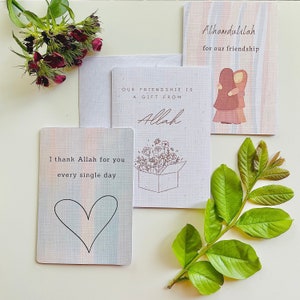 Paquete de tarjetas de felicitación islámicas para amigo, Tarjeta de amistad, Mejor amigo musulmán, Bestie, Hermandad, Regalo de Alá, Paquete de tarjetas de regalo islámicas Halal