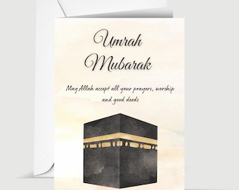 Umrah Mubarak Watercolour Islamic Greeting Card