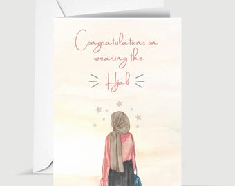 Nueva tarjeta de felicitación islámica con hiyab para un amigo musulmán