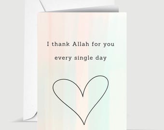 Ik bedank Allah elke dag voor jou Algemene islamitische Duaa-wenskaart voor geliefde