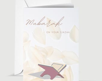 Mubarak on Your Ijazah Congratulations on Quran Completion Islamic Greeting Card for Quran Student
