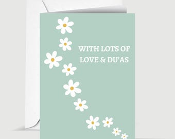 Met veel liefde en Duaas algemene islamitische wenskaart | Denk aan je moslim cadeaubon voor afscheid of welke gelegenheid dan ook
