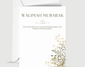 Walimah Mubarak Greeting Card | Islamic Wedding Gift for Muslim Couple on Nikkah