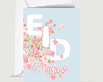 Eid Mubarak Floral Islamic Greeting Card for Eid Al Adha or Eid Al Fitr