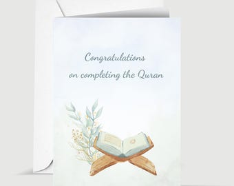 Congratulations on Completing The Quran Islamic Greeting Card for Quran Memorisation, Recitation or Ijazah for Quran Student