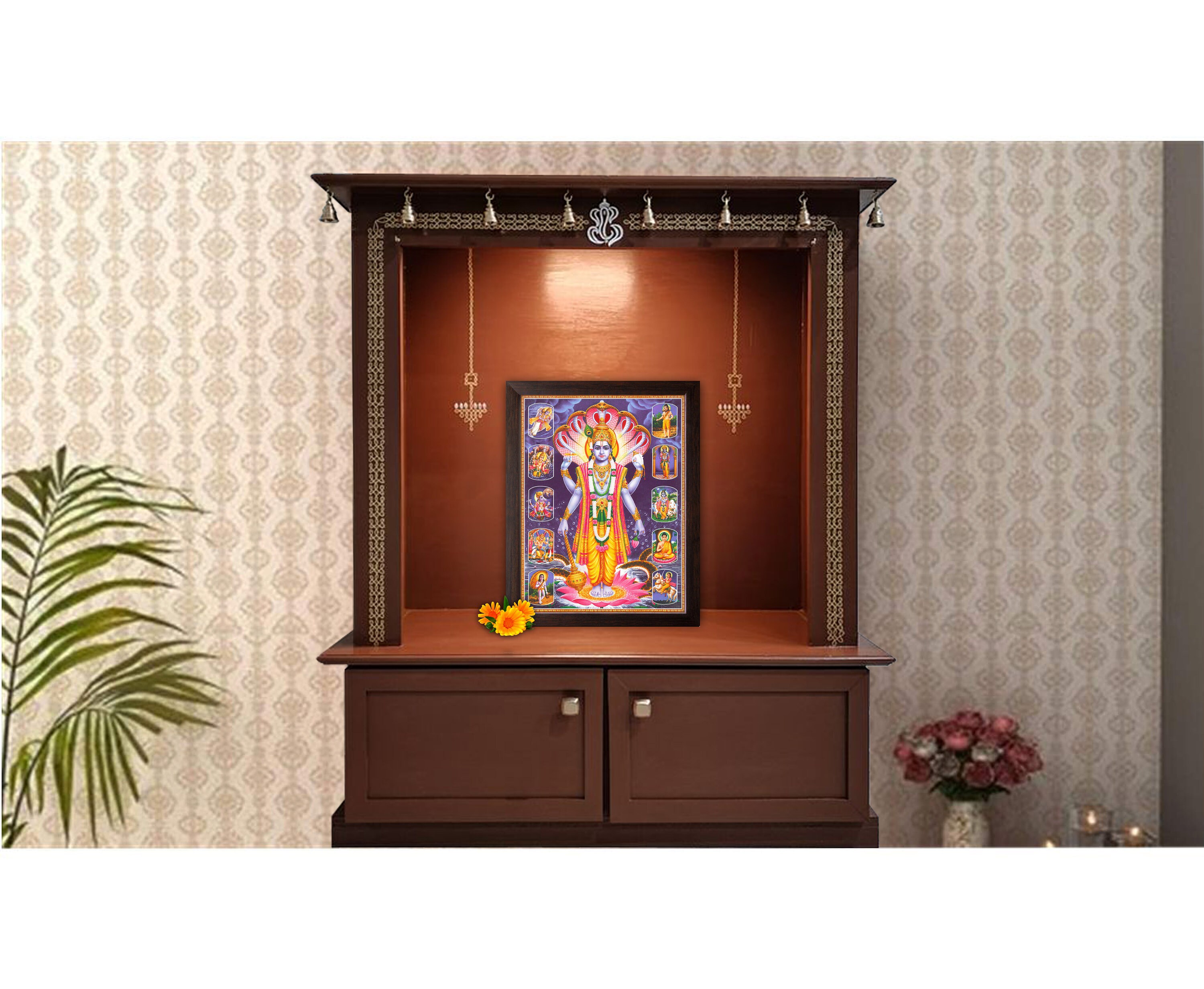 Art n Store: Lord Brahma Vishnu and Mahesh, HD Printed Religious and Decorative Picture with Frame (30 x 23 x 1.5 cm_ Brown Wood Art n Store: Lord Brahma Vishnu and Mahesh, HD Printed Religious and Decorative Picture with Frame (30 x 23 x 1.5 cm_ Brown Wood