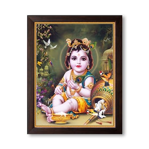 Bal Krishna HD Print: Religious Picture Painting with Frame
