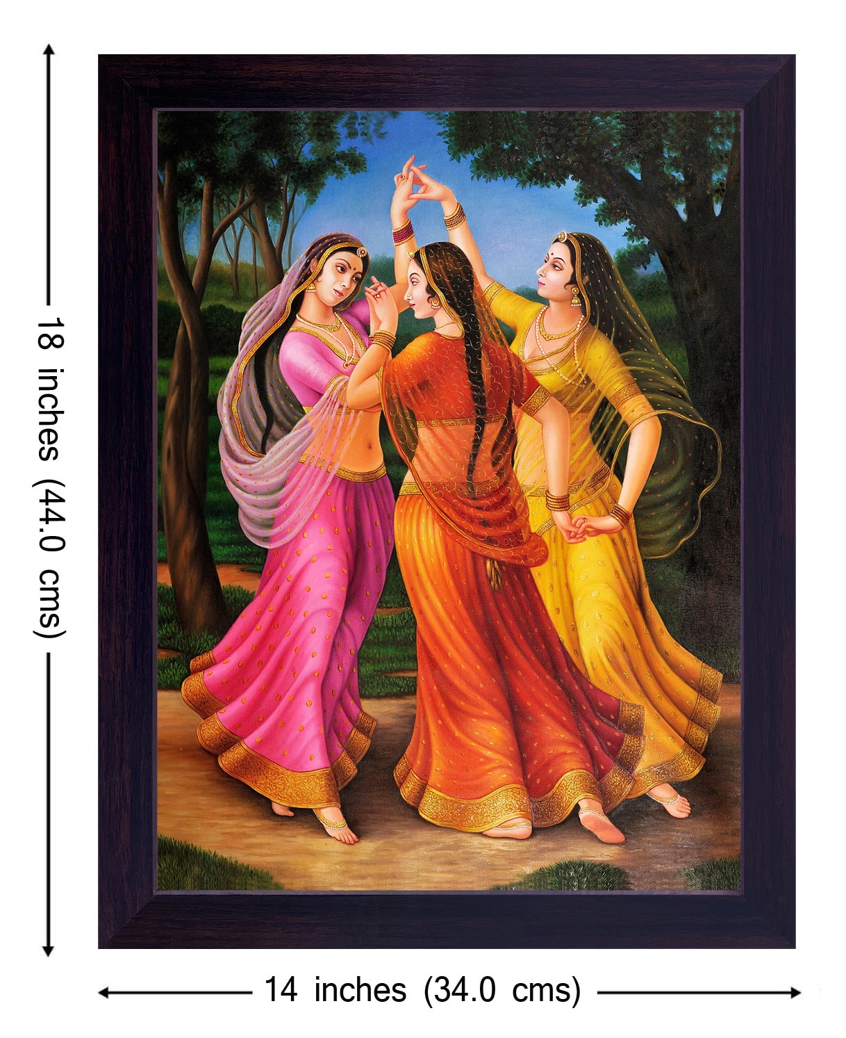 Raja Ravi Verma Painting: Three Dancing Women, Sparkle Coated