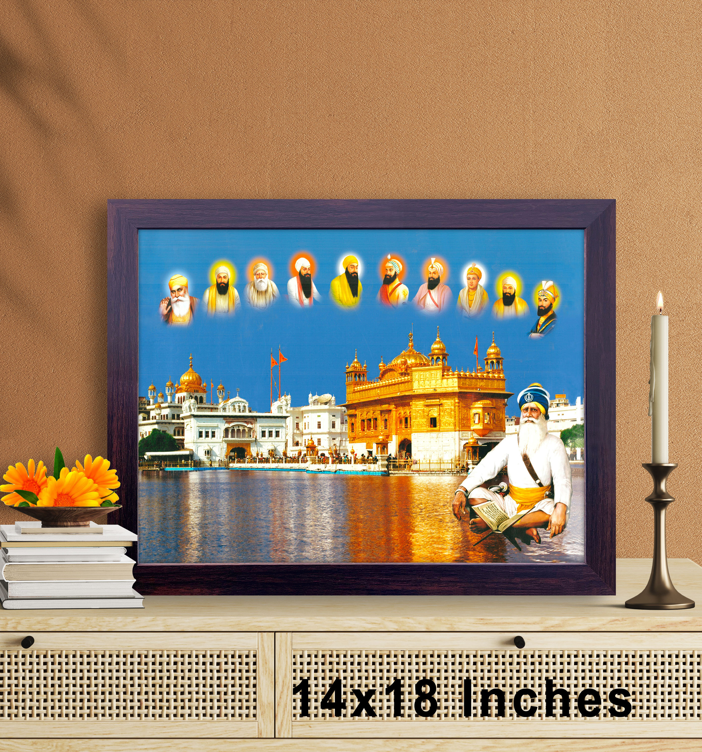 Bm Traders Sathya Sai Baba Beautiful Digital Print Photo In ArtWork Golden Frame  11 X 14 Inch Or 27 94 X 35 56 Cm Religious Gifting