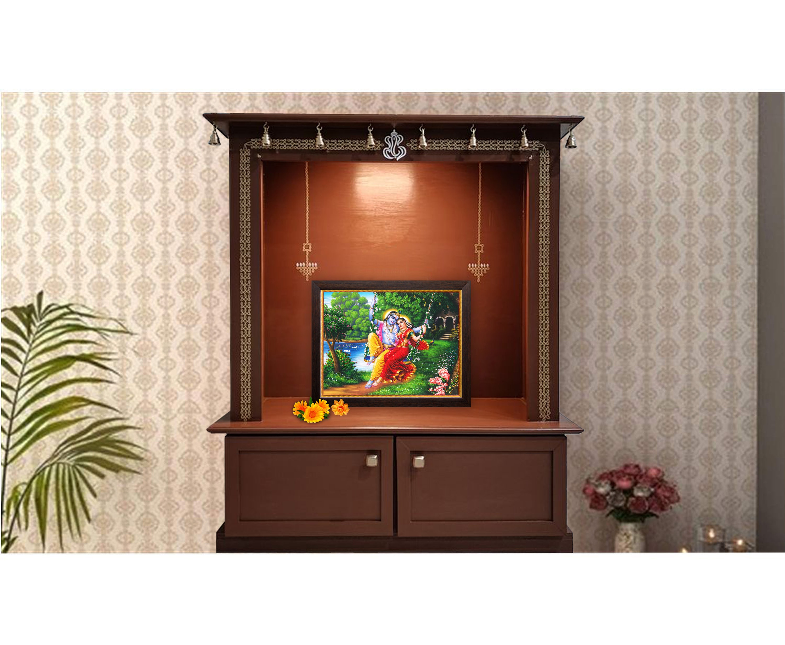 Radha-krishna Swinging Jhula, HD Printed Religious & Wall Decor Picture ...