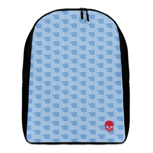 Sac à dos géométrique rétro Blue Wave, sac à motif unique, sac à dos étudiant élégant. Parfait pour l'école, le travail, la salle de sport ou les voyages, sac bleu clair