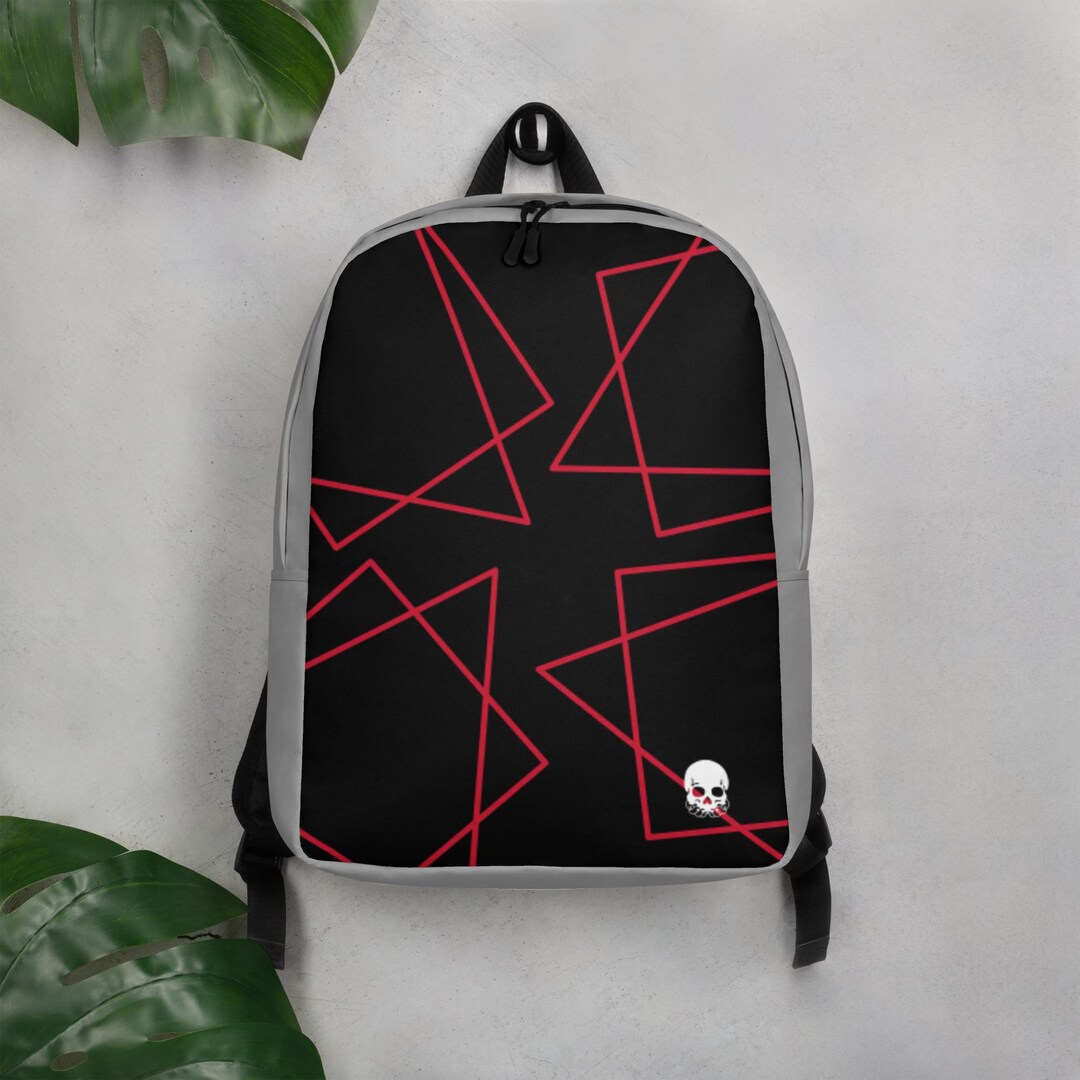Edgy Gray & Red Backpack: Skullgrasp Design, Water-resistant Laptop Bag ...
