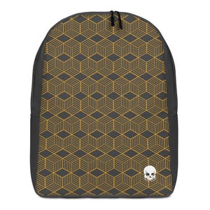 Sac à dos gris et doré à motif géométrique moderne | Parfait pour l'école, le collège, la salle de sport, le travail, les voyages et un usage quotidien | Élégant gris et or