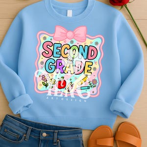 Second grade, coquette pink bow png