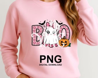 Boo Ghost PNG: Coquette Bow, Leopard Print (Digital Download)