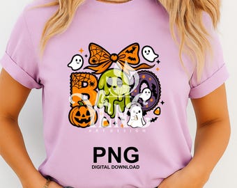 Ghost Boo PNG: Spooky Season Clipart - Coquette Bow (Digital Download)
