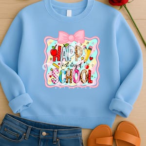 Happy first day of school png, coquette pink bow png