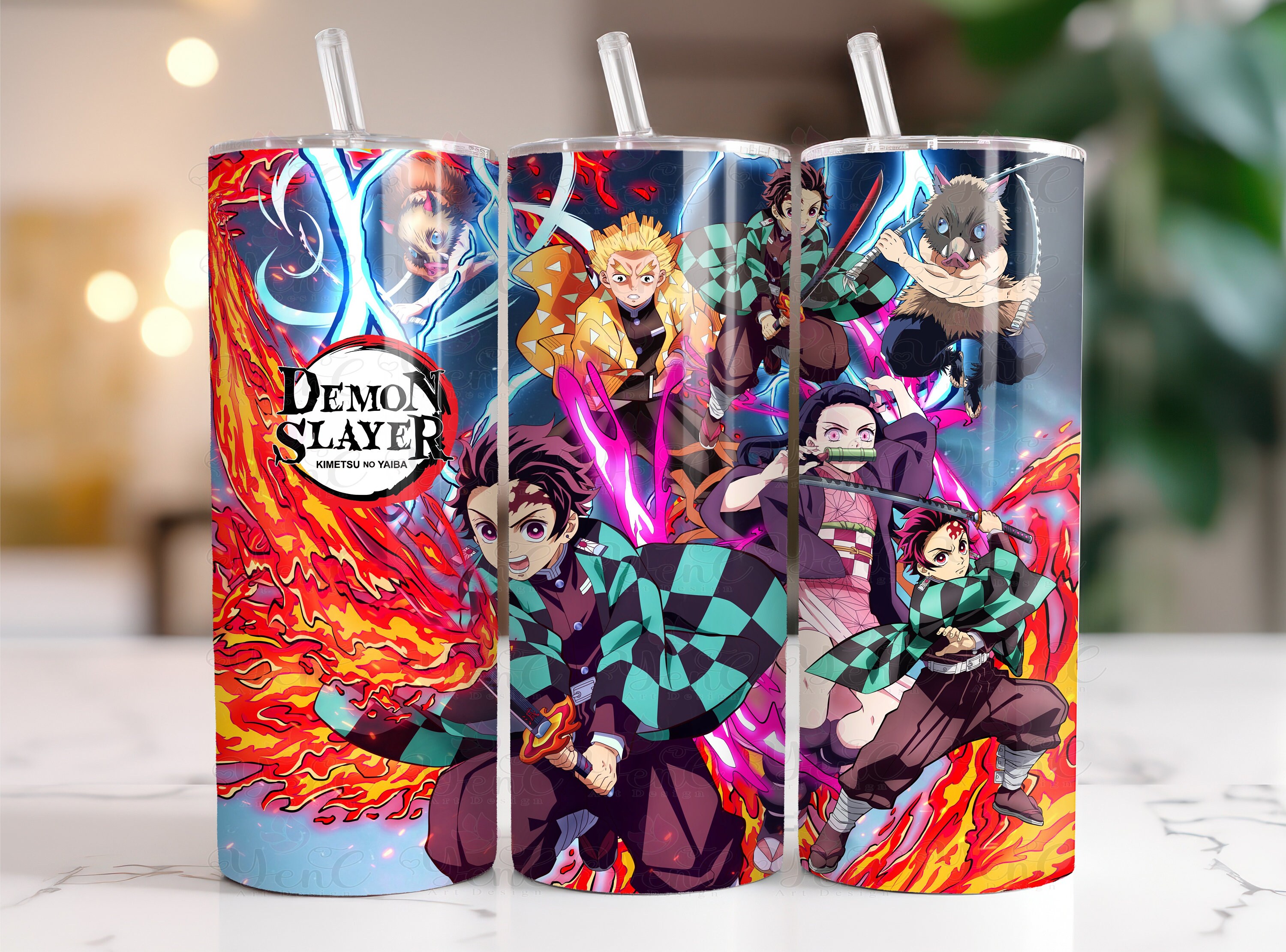 Demon Slayer Mitsuri Kanroji Anime 20oz Tumbler with Straw and Lid