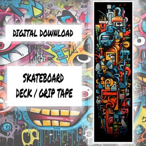 Urban Graffiti Skateboard Deck or Grip Tape Design - DIGITAL DOWNLOAD ONLY! 9x33 image