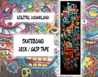Design della tavola da skateboard Urban Graffiti o del nastro adesivo - SOLO DOWNLOAD DIGITALE! Immagine 9x33