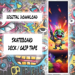 Angry Turtle Skateboard Deck or Grip Tape Design - DIGITAL DOWNLOAD ONLY! 9x33 image