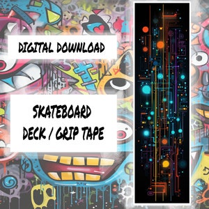 Colorful Circuit Skateboard Deck or Grip Tape Design - DIGITAL DOWNLOAD ONLY! 9x33 image