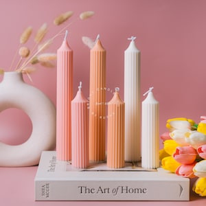Ribbed Pillar Candle, Soywax Candle, Striped Candle, Home Decor, Scented Candle, Handmade Gift, Minimalist, Aesthetics