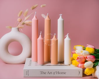 Vela de pilar acanalada, Vela de cera de soja, Vela rayada, Decoración del hogar, Vela perfumada, Regalo hecho a mano, Minimalista, Estética