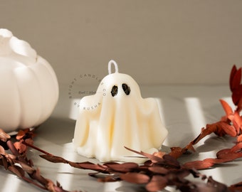 Handmade Ghost Soy Wax Candle: Halloween Decor