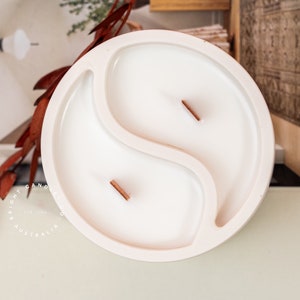 Yin Yang Jar Wooden wick Candle | Soy Wax Custom Scented Candle | Handmade Candle | Jesmonite Vessel | Housewarming Gift Idea | Container