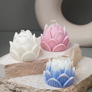 Lotus | en forme de bougie | Bougie sculpturale | Bougie esthétique | Mariage | Cire de soja végétalienne | Bougie artisanale | Bougie de luxe | Cadeau de pendaison de crémaillère