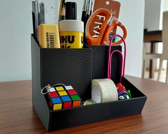 Multi-Compartment Stationery Holder: Minimalist Desk Organizer