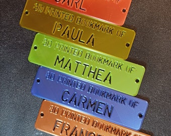 Personaliseerbare bladwijzer! - 3D-geprinte boekstrook met aangepaste naam, initialen of nummer!