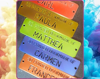 Personalizable Bookmark! - 3D printed book slip with custom name, initials or number!