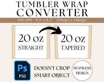 20oz Tapered Tumbler Wrap PSD, Tumbler Wrap Template, Tumbler Wrap Smart Object, Tumbler Wrap Seamless Pattern