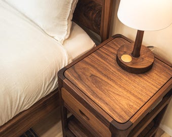 solid walnut nightstand