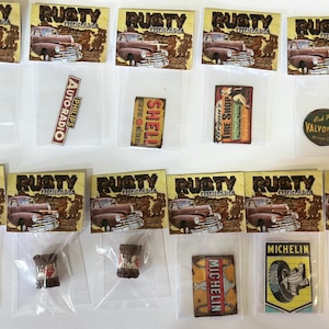 Pack of 11 Garage Diorama Accessories / Metal Signs - Choose Scale: 1/18, 1/32, 1/43 or 1/64