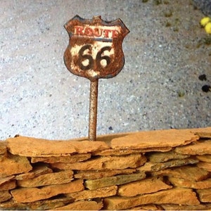 Rusty Realistic Route 66 Sign - Choose Scale: 1/18, 1/32, 1/43 or 1/64