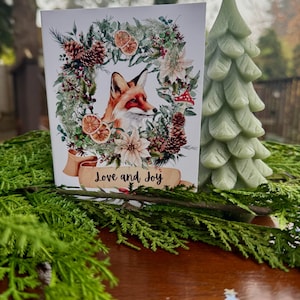 Winter Fox Christmas Card Set – 5-Pack of 4.25x5.5 Inch Holiday Greeting Cards, Whimsical Woodland Theme