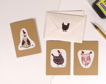 Karten Hühner-Liebe | 3er-Set | Handgemacht inkl. Briefumschlägen