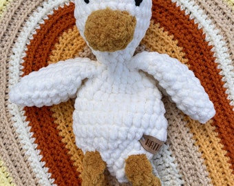 Ready to Ship - Duck Snuggler - Crochet Duck - Nursery Gift - Baby Shower - Lovey - Duck stuffed animal